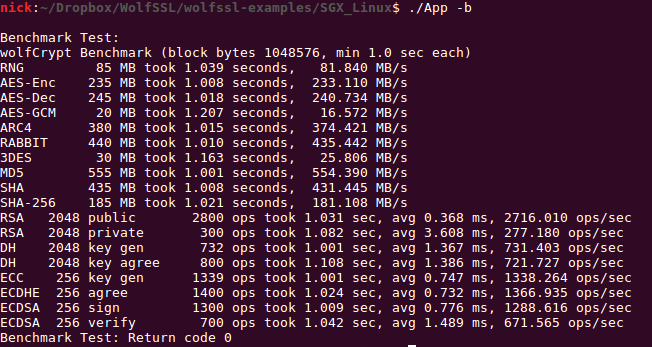 expected benchmark results